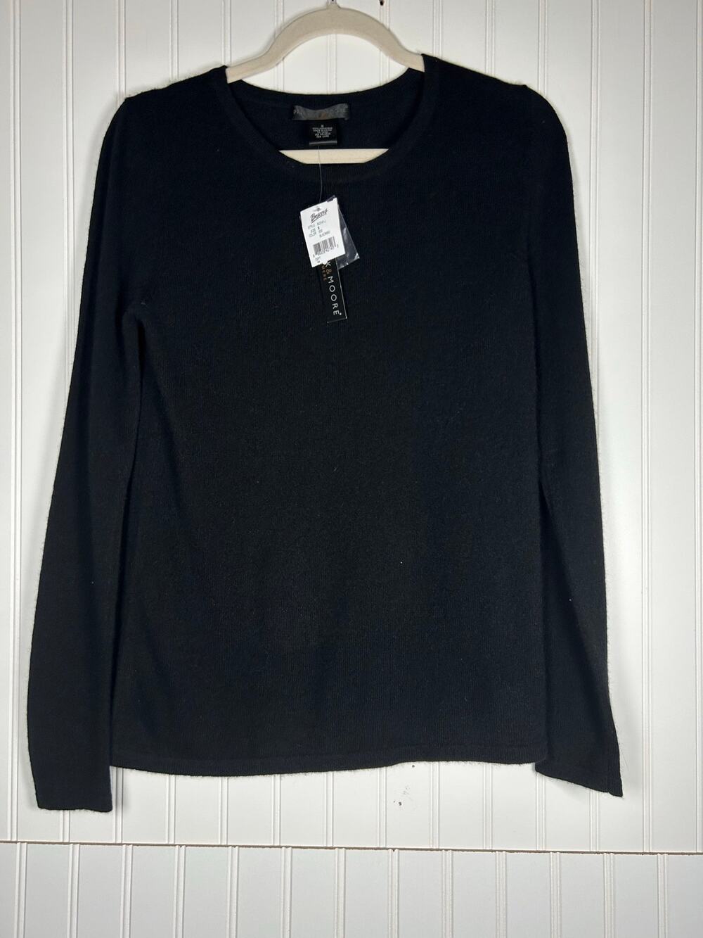 PRESWICK MOORE 100% CASHMERE black sweater women’s size S NWT  business casual